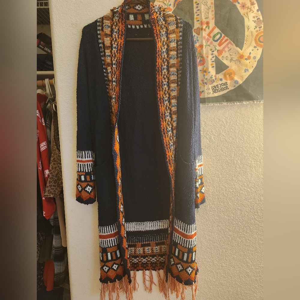 Bohemian Knit Cardigan with Fringe